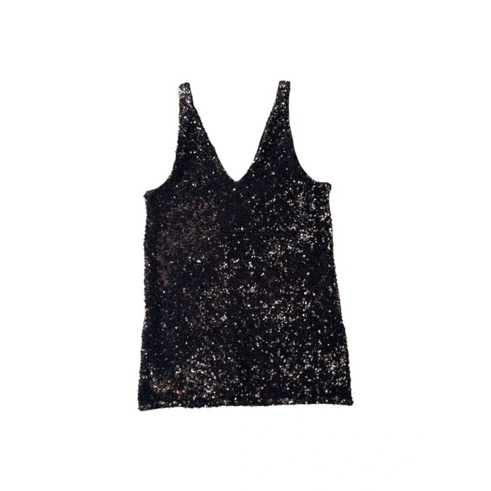 NWT H&M Brown Sequin Sleeveless Mini Dress M